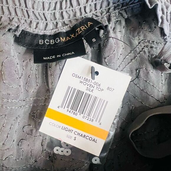 BCBGMaxazria Womens Light Charcoal Silk Sequined Woven Cami Top Size Small NWT - Picture 6 of 7